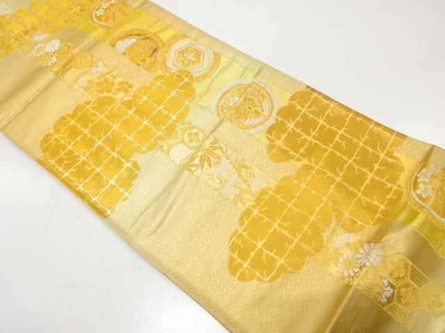 JAPANESE KIMONO / ANTIQUE FUKURO OBI / SILK / WOVEN BAMBOO
